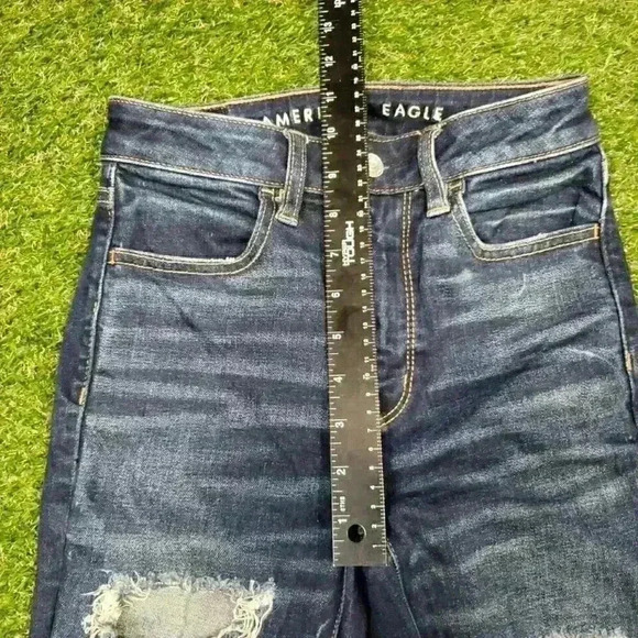 American Eagle Super High Rise Jegging Distressed Stretch Jeans Sz 00 Short 4369 - Picture 7 of 9